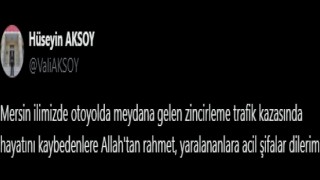 Eskişehir Valisinden Mersindeki kazayla ilgili taziye mesajı