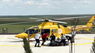 Kalp krizi geçiren hasta için helikopter ambulans havalandı