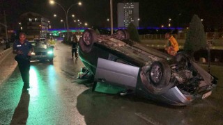 Karamanda kontrolden çıkan otomobil devrildi: 1 yaralı