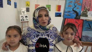 Kütahyada ilkokul öğrencilerinden resim sergisi
