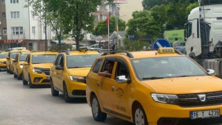 Mudanyada taksiciler ve minibüscülerden protesto konvoyu