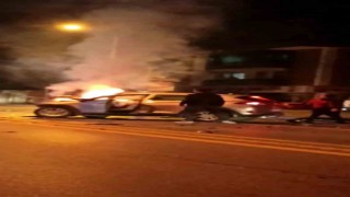 Sakaryada korkutan kaza: Kafa kafaya çarpışan SUV araç alev aldı