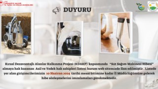 Süt Sağım makinesi hibesi alanlar belli oldu