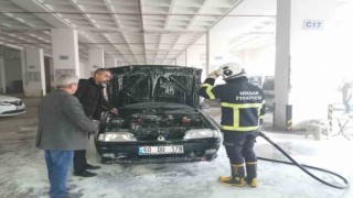 Tokatta patlama meydana gelen araçta yangın çıktı