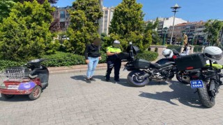 Trafiği kapalı alana giren 71 motosikletliye ceza yazıldı