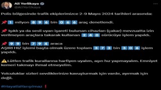 Trafik polisi ekiplerince 1 milyon 896 bin 66 araç denetlendi
