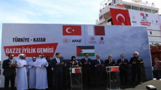 Türkiye-Katar Gazze İyilik Gemisi Mersinden uğurlandı
