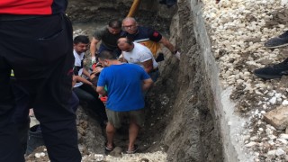 Üzerine beton blok yıkılan işçi yaralandı
