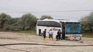 Yoldan çıkan yolcu otobüsü tarlaya girdi: 4 yaralı