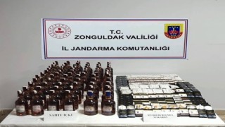 Zonguldakta sahte içki ve makaron ele geçirildi