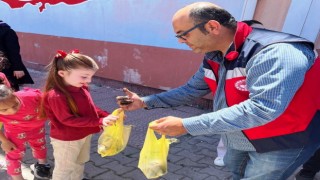 Altıntaşta ilkokul öğrencilerine 300 adet sebze fidesi dağıtıldı