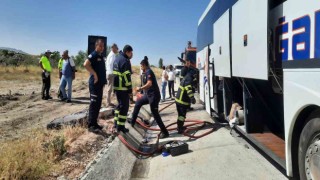 Amasyada yolcu otobüsünde korkutan yangın