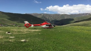 Ambulans helikopterin yayla mesaisi yaz mevsimi ile başladı