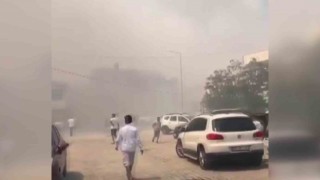 Ayvalıkta otluk alandaki yangında dumanlar yerleşim yerlerini olumsuz etkiliyor