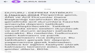 Bursada flaş deprem tatbikatı uyarısı
