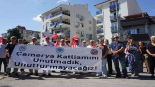 Çamerya katliamı unutulmadı: Yunanistanın Edirne Konsolosluğu önüne siyah çelenk bırakıldı