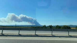 Çanakkalede orman yangını, gemi trafiği askıya alındı