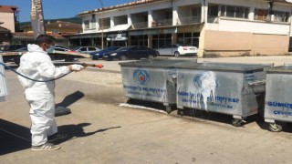 Çöp konteynırları dezenfekte edildi