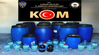 Çorumda 3 bin litre kaçak içki ele geçirildi