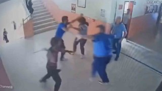 Çorumda okul müdürü ve görevli darp edildi: O anlar kamerada