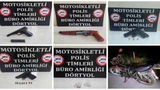 Dörtyolda gerçekleştirilen asayiş uygulamasında silah ve mühimmat ele geçirildi