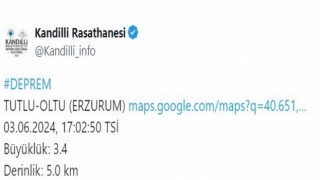 Erzurumun Oltu İlçesi 3,4 ile sallandı