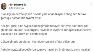 İçişleri Bakanı Ali Yerlikaya, çöken binada yaralanan 6 aylık bebeği ziyaret etti