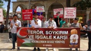 Ispartada sağlık çalışanları Filistin için yürüdü