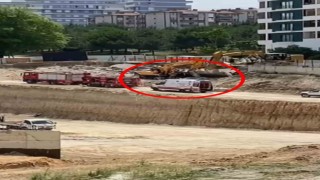 İstinat duvarı iş makinasının üzerine devrildi, sıkışan operatör kurtarıldı