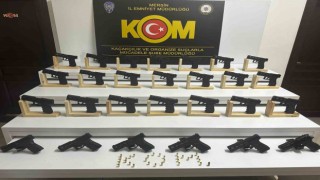 Mersinde bir depoda 27 tabanca ele geçirildi
