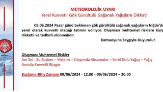 Niğde Valiliğinden sağanak yağış uyarısı