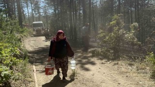 Orman yangınında yürekleri serinleten detay
