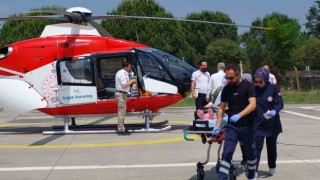 Samsunda ambulans helikopter yaşlı kadın için havalandı