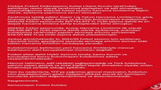 Samsunspordan harcama limitlerine ilişkin açıklama: Adil değil