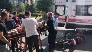 Tekirdağda motosikletle otomobilin çarpıştığı kaza kamerada