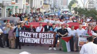 Tekkeköyde İsraile lanet, Filistine destek yürüyüşü