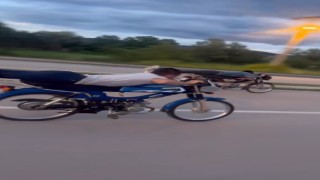 Tokatta motosikletlilerin tehlikeli yolculuğu