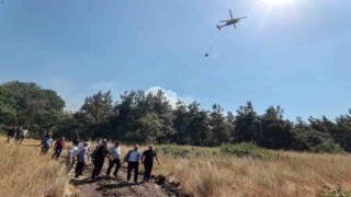 Uludağ Üniversitesi kampüsündeki yangın havadan görüntülendi