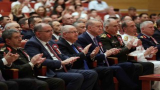 Bakan Güler ve beraberindeki TSK komuta kademesi Cumhurbaşkanı Erdoğanı karşıladı