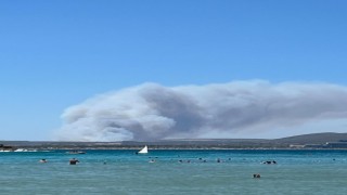 Çeşmedeki orman yangınına havadan ve karadan müdahale