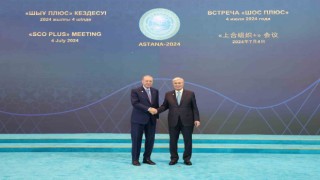 Cumhurbaşkanı Erdoğan, ŞİÖ Zirvesi için Bağımsızlık Sarayına geldi