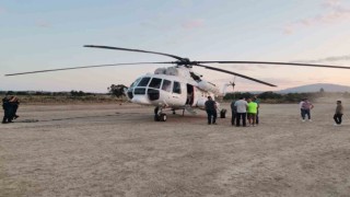Denizlideki yangın söndürme çalışmalarına desteğe gelen helikopter zorunlu iniş yaptı