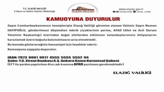 Elazığın yeni Valisi Hatipoğlu, çiçek yerine AFADa bağışta bulunulmasını istedi