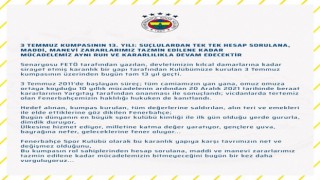 Fenerbahçeden 3 Temmuz açıklaması