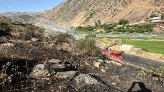 Hakkari-Van kara yolu yakınında anız yangını