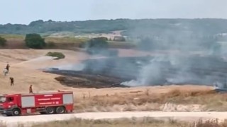 İnegölde buğday tarlası alevlere teslim oldu