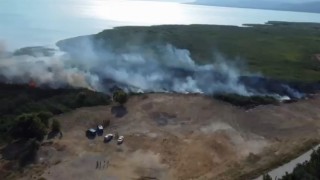 İznik Gölünde sazlık yangını