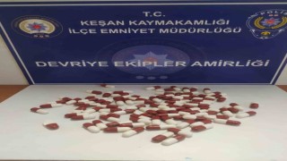 Keşanda polisin durdurduğu şüphelinin üzerinden 96 adet sentetik ecza çıktı