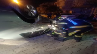 Kontrolden çıkan araç takla attı; 3 yaralı