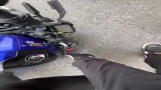 Maltepede motosiklet kazası kask kamerasına yansıdı